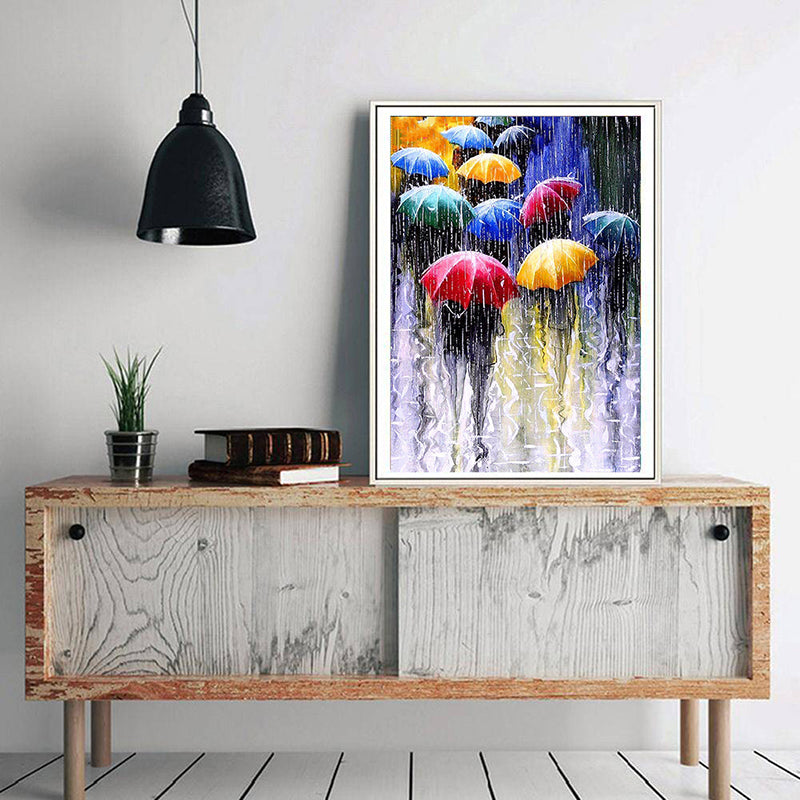 DIY Diamantkonst - Färglada paraplyer